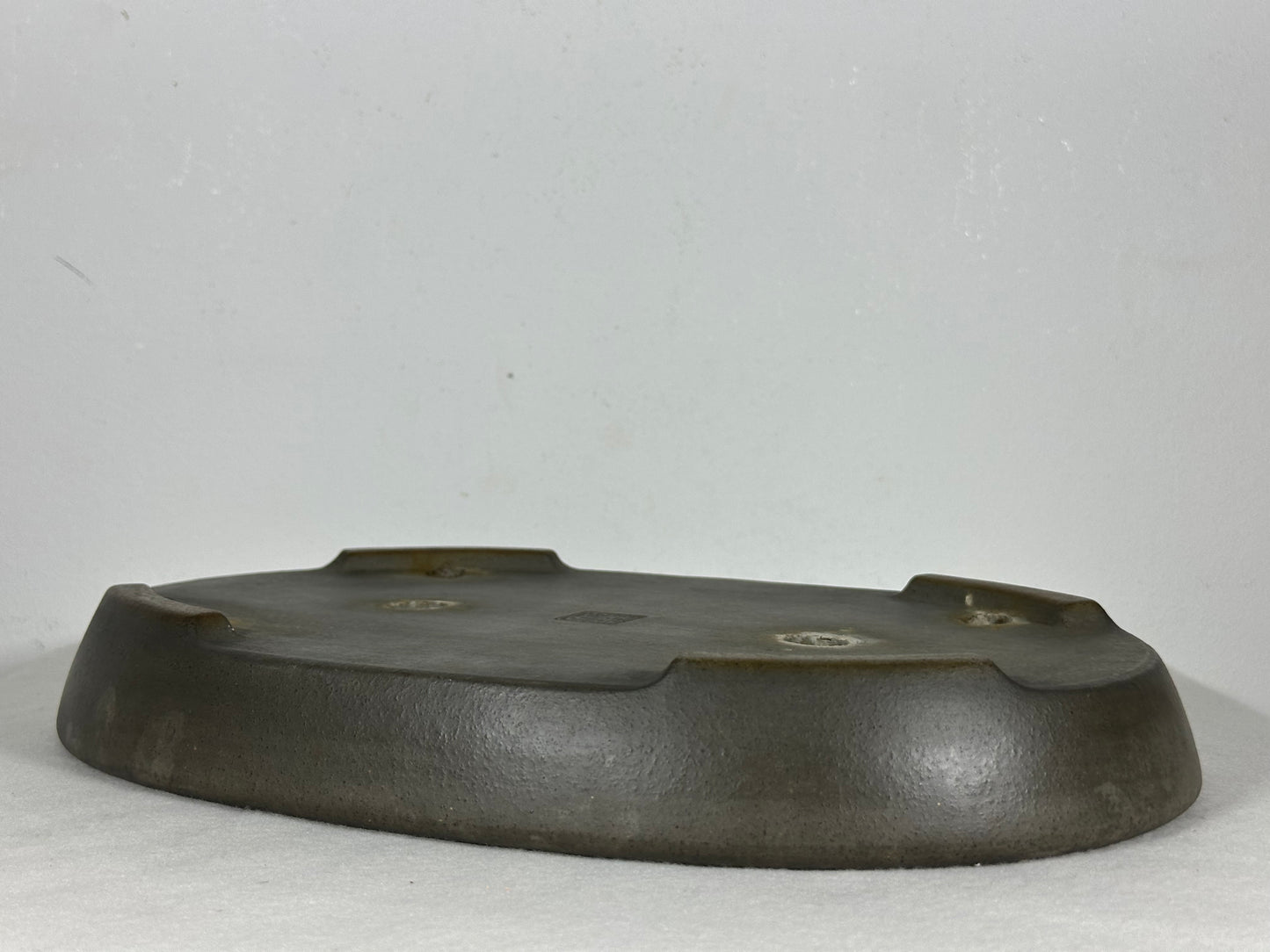 Preowned Japanese Tokoname Unglazed Shallow Oval Bonsai Pot Seizan - 12.75” By 9”
