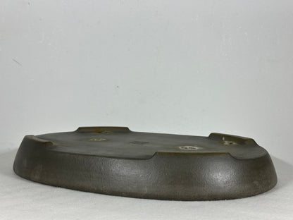 Preowned Japanese Tokoname Unglazed Shallow Oval Bonsai Pot Seizan - 12.75” By 9”