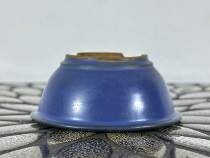 Preowned Japanese Tokoname Glazed Round Bonsai Pot with Stamps - 3 3/8” By 1 3/8”