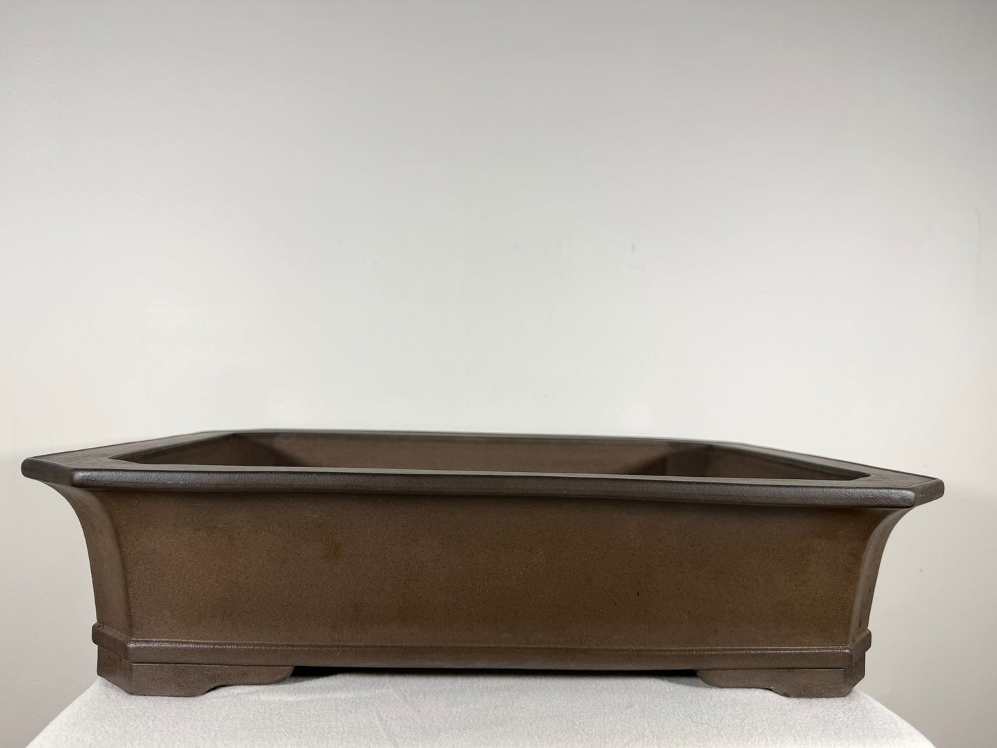 Preowned Japanese Tokoname Unglazed Rectangular Bonsai Pot Gyouzan Nakano - 19.75” By 14.5”