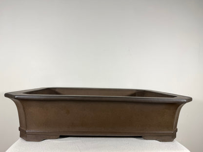 Preowned Japanese Tokoname Unglazed Rectangular Bonsai Pot Gyouzan Nakano - 19.75” By 14.5”