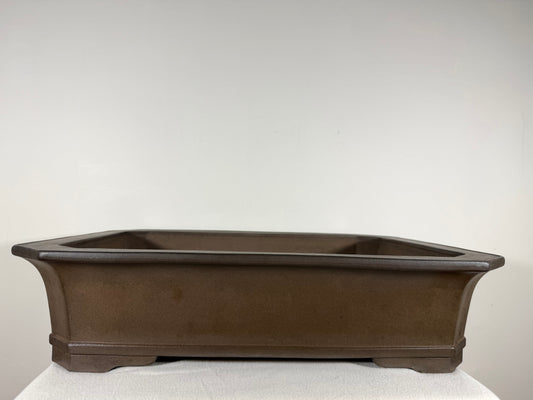 Preowned Japanese Tokoname Unglazed Rectangular Collect Quality Bonsai Pot Gyouzan Nakano - 19.75” By 14.5”