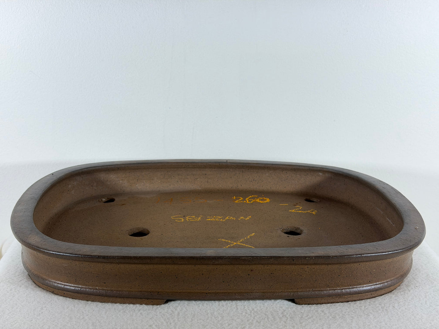 Preowned Japanese Tokoname Unglazed Rectangular Shallow Bonsai Pot Seizan - 15.25” By 11”