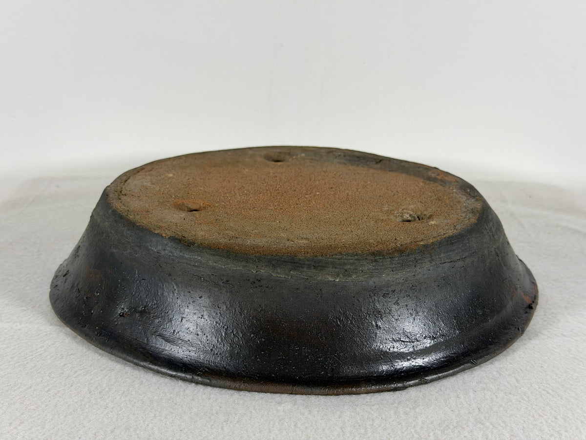 Preowned Japanese Tokoname Unglazed Nanban Style Bonsai Pot Has Stamp - 10.25” By 2”