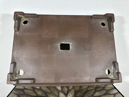 Preowned Vintage Japanese Tokoname Unglazed Rectangular Bonsai Pot Kataoka - 16.5” By 11.75”