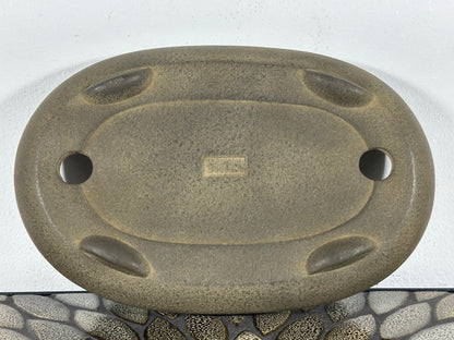Preowned Vintage Japanese Tokoname Unglazed Bag Style Bonsai Pot Yamaaki - 10” By 6.5”
