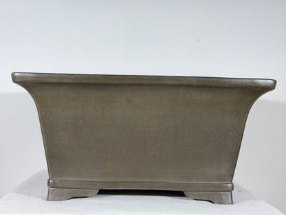 Preowned Japanese Tokoname Unglazed Square Bonsai Pot Gyouzan Nakano - 15.25” By 7.5”