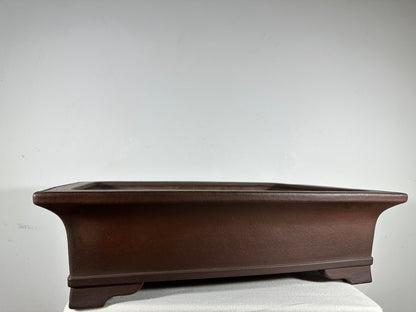 Preowned Japanese Tokoname Unglazed Rectangular Bonsai Pot Yamaaki - 21” By 16”