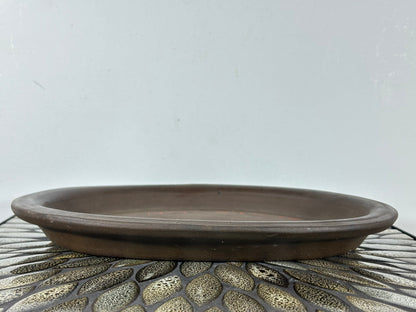 Preowned Japanese Tokoname Unglazed Shallow Oval Bonsai Pot - 13.25” By 10.5”