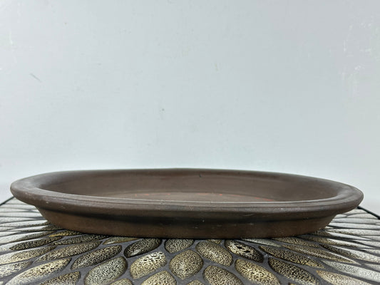 Preowned Japanese Tokoname Unglazed Shallow Oval Bonsai Pot - 13.25” By 10.5”