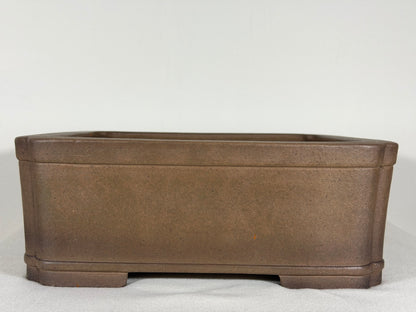 Preowned Japanese Tokoname Unglazed Square Bonsai Pot Sanpo - 11.25” By 4 1/8”