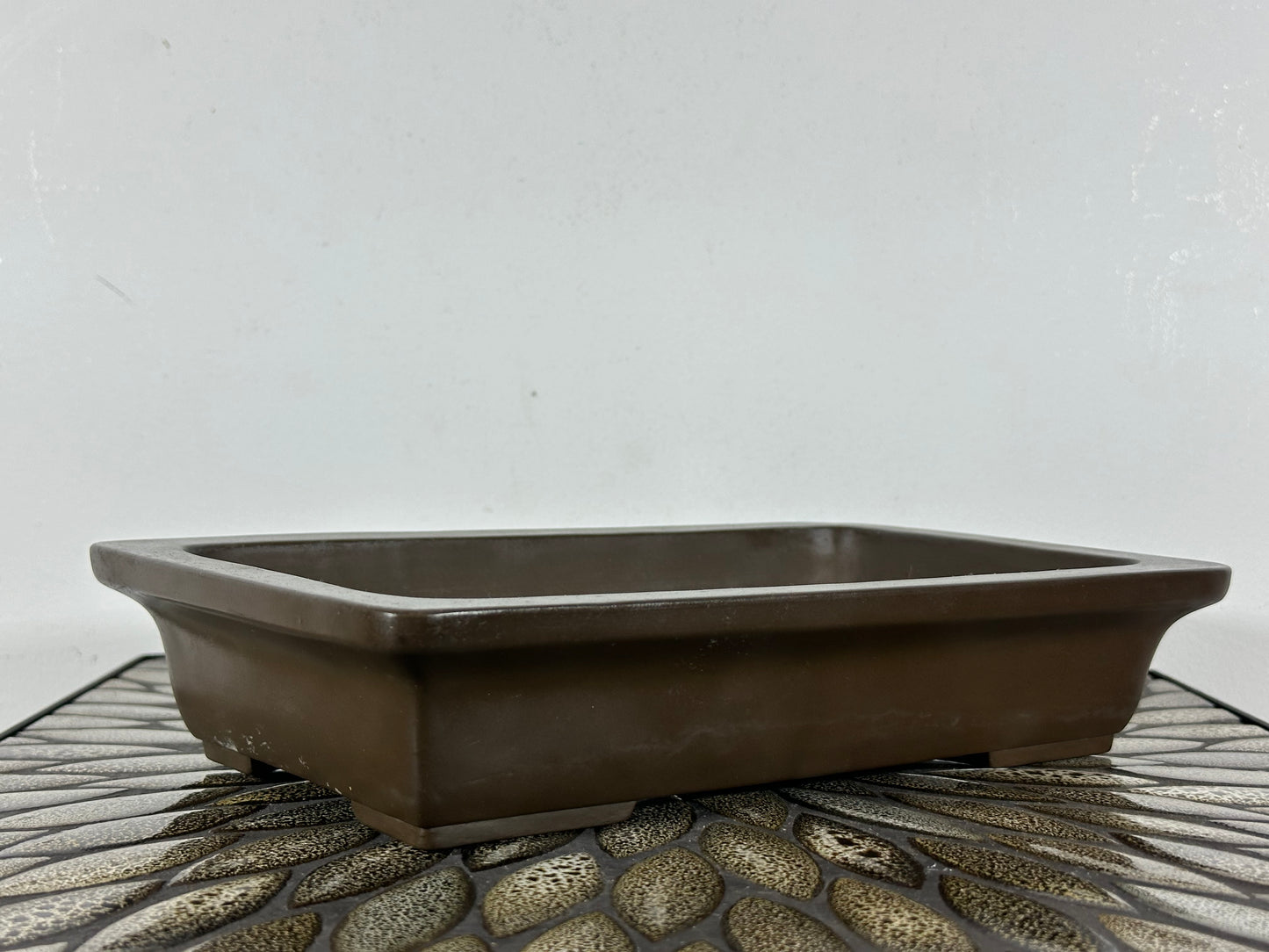 Preowned  Vintage Japanese Tokoname Unglazed Rectangular Bonsai Pot Yamaaki - 11.5” By 7”