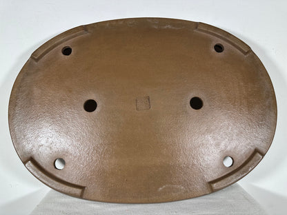 Preowned Japanese Tokoname Unglazed Oval Shallow Bonsai Pot Seizan - 20.5” By 14.5”