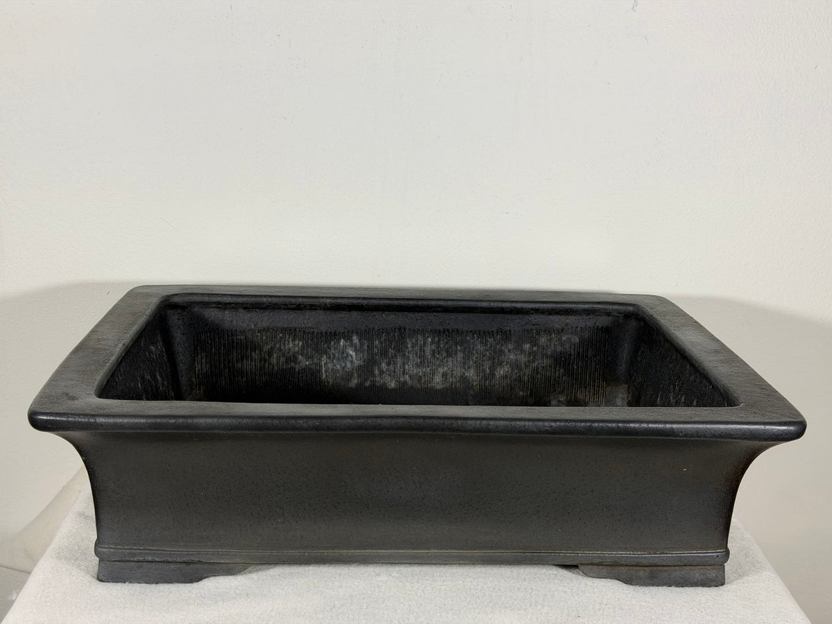 Preowned Japanese Tokoname Unglazed Rectangular Bonsai Pot Kizan - 16.25” By 12.25”