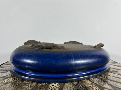 Preowned Japanese Tokoname Bag Style Bonsai Pot with Patina - 12.5” By 9.25”