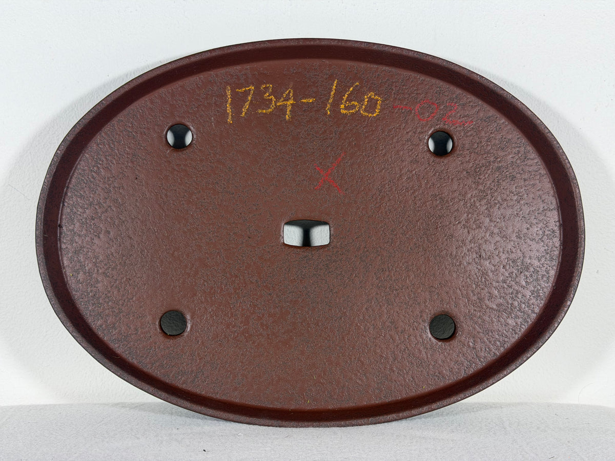 Preowned Japanese Tokoname Unglazed Shallow Oval Bonsai Pot Has Stamp - 13.25” By 9.5”