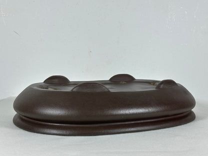 Preowned Japanese Tokoname Unglazed Bag Style Bonsai Pot Yamaaki - 11.75” By 8.5”