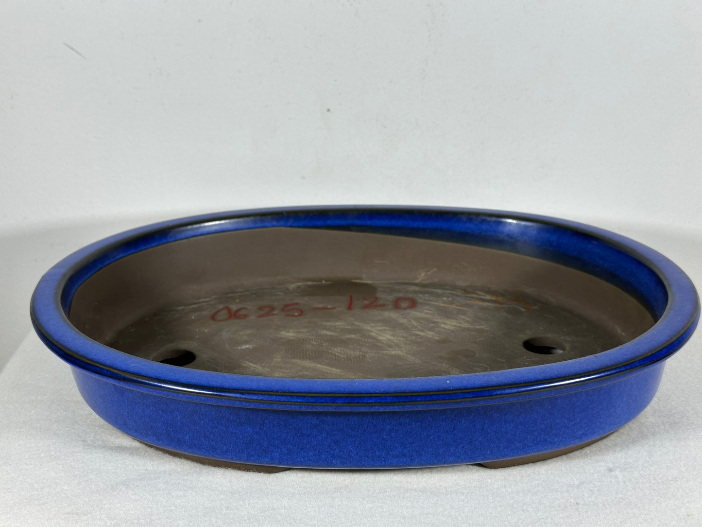 Preowned Japanese Tokoname Glazed Shallow Oval Bonsai Pot - 13.25” By 10.5”