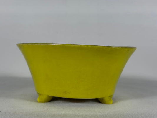 Preowned Vintage China Glazed Round Bonsai Pot has Patina - 5.75” By 2.75”
