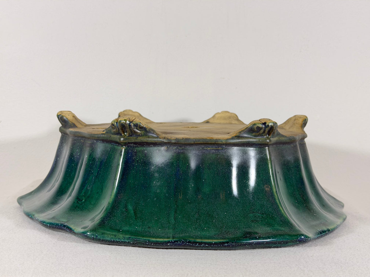Preowned Japanese Tokoname Glazed Rinka Style Bonsai Pot Syuhou Yoshimura - 14.5” By 13.5”