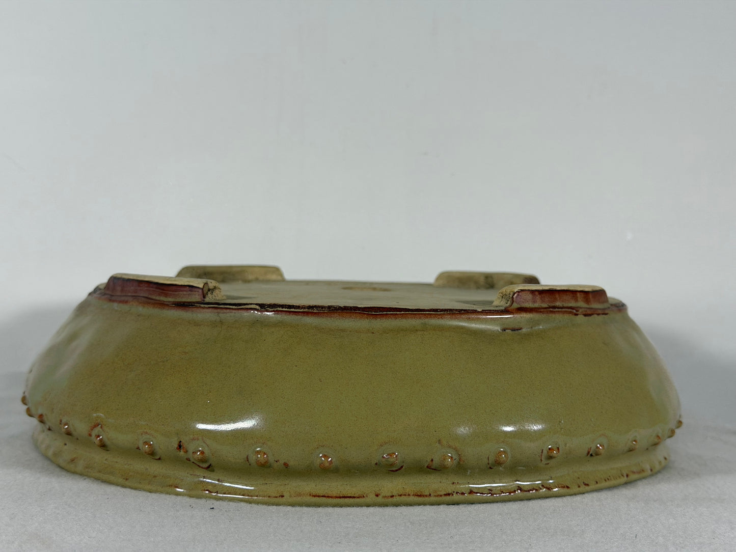 Preowned Japanese Tokoname Glazed Bag Style Bonsai Pot Syuho Yoshimura - 12.25” By 3”