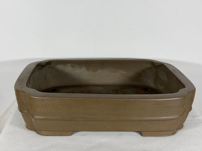 Preowned Japanese Tokoname Unglazed Rectangular Bonsai Pot Sykouzan - 14.25” By 11.25”