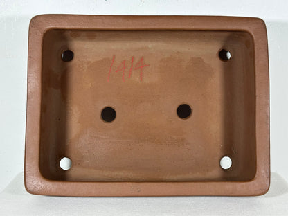 Preowned Japanese Tokoname Unglazed Rectangular Bonsai Pot Keizan - 12.5” By 9.5”