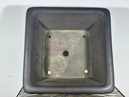 Preowned Japanese Tokoname Unglazed Square Semi Cascade Bonsai Pot Yamaaki - 14.25” By 6.75”