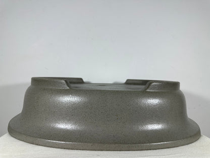 Preowned Japanese Tokoname Unglazed Oval Bonsai Pot Seizan - 18.5” By 14.75”