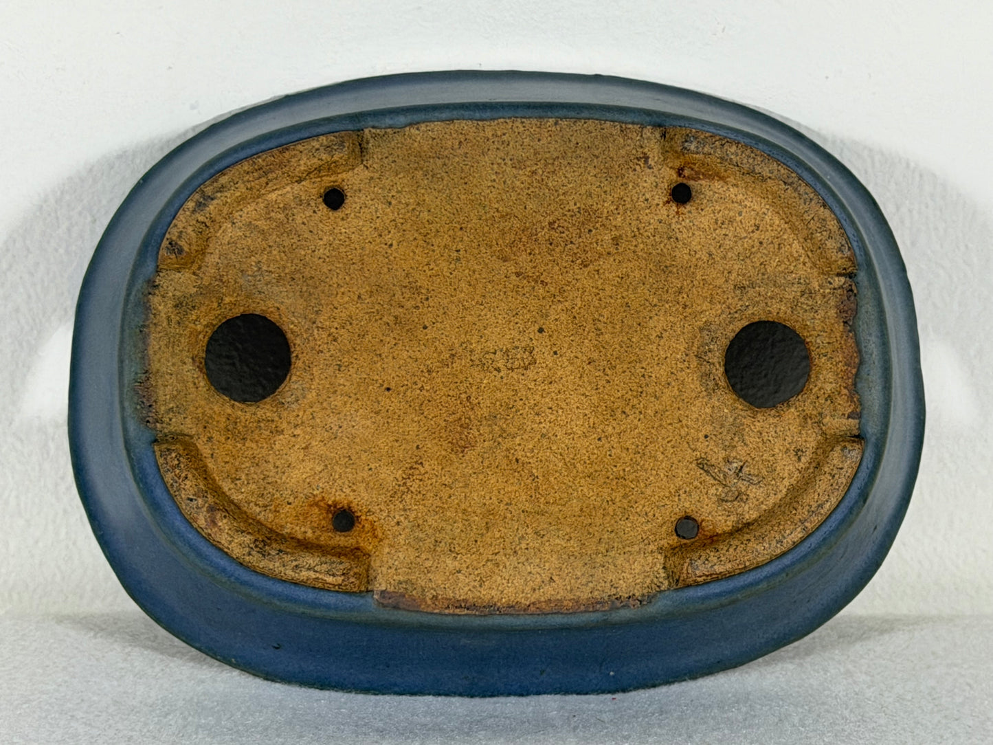 Preowned Japanese Tokoname Glazed Oval Bonsai Pot Hatutori - 6.5” By 4.75”
