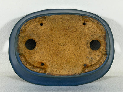 Preowned Japanese Tokoname Glazed Oval Bonsai Pot Hatutori - 6.5” By 4.75”
