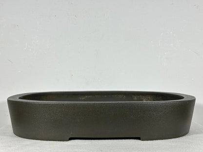 Preowned Japanese Tokoname Unglazed Oval Bonsai Pot Seizan - 14.25” By 11.5”
