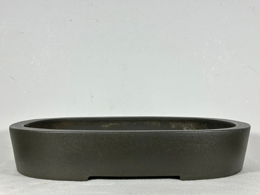Preowned Japanese Tokoname Unglazed Oval Bonsai Pot Seizan - 14.25” By 11.5”