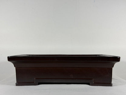 Preowned Japanese Tokoname Unglazed Rectangular Bonsai Pot Yamaaki - 12.5” By 9”