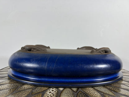 Preowned Japanese Tokoname Bag Style Bonsai Pot with Patina - 12.5” By 9.25”