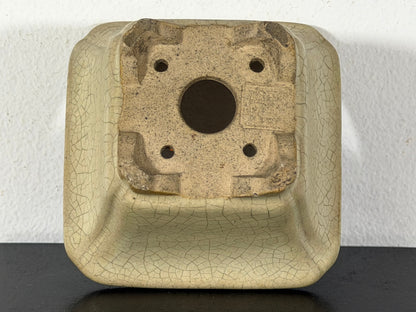 Preowned Japanese Tokoname Glazed Cascade Bonsai Pot with Stamp - 3.75”  By 2.25”