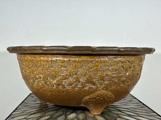 Preowned Vintage Japanese Tokoname Round Bonsai Pot Shigaraki - 18” By 7.25”