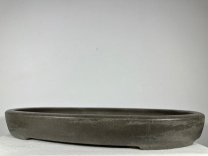 Preowned Japanese Tokoname Unglazed Oval Shallow Bonsai Pot Seizan - 20.75” By 14.75”