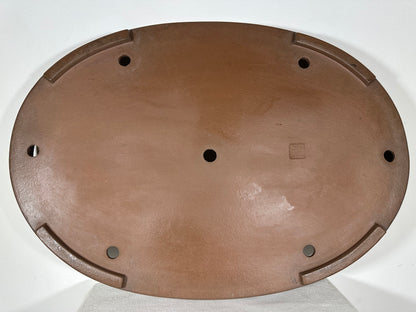 Preowned Japanese Tokoname Unglazed Oval Shallow Bonsai Pot Seizan - 25” By 17.5”