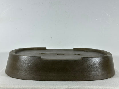 Preowned Japanese Tokoname Unglazed Oval Bonsai Pot Seizan - 14.75” By 11.75”