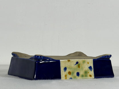 Preowned Japanese Tokoname Glazed Rectangular Bonsai Pot Satomi - 6.25” By 4.5”