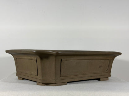 Preowned Japanese Tokoname Unglazed Rectangular Bonsai Pot Yuuji Nakano - 14.25” By 11.5”