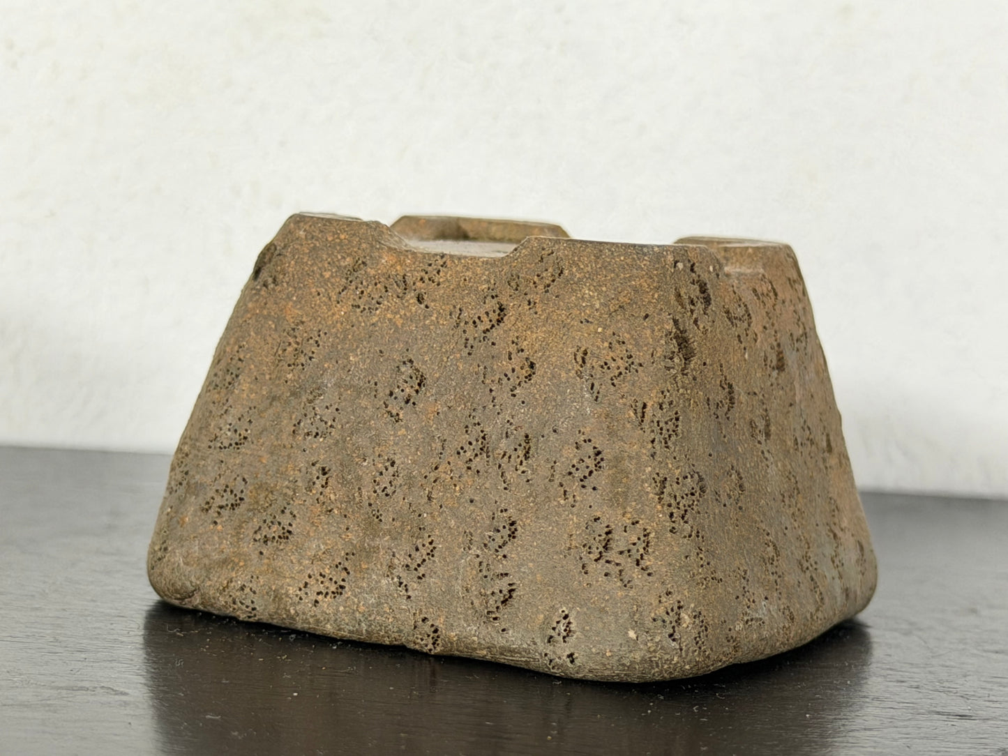 Preowned Japanese Tokoname Unglazed Square Bonsai Pot - 2.25” By 1.25”