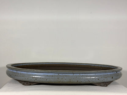 Preowned Japanese Tokoname Glazed Shallow Bag Style Bonsai Pot - 18” By 13.25”