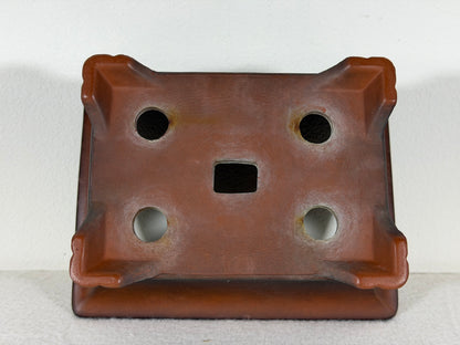Preowned Japanese Tokoname Unglazed Rectangular Bonsai Pot Has Full Of Patina - 7” By 5.25”
