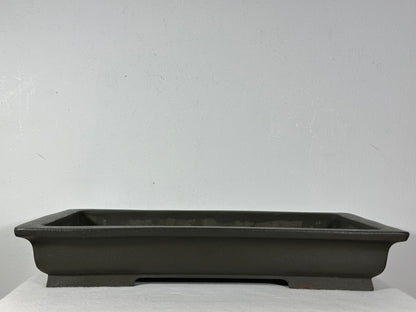 Preowned Japanese Tokoname Unglazed Rectangular Shallow Bonsai Pot Seizan - 16” By 10”