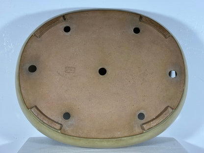 Preowned Vintage Japanese Tokoname  Glazed Oval Bonsai Pot Reiho - 17.5” By 14.25”