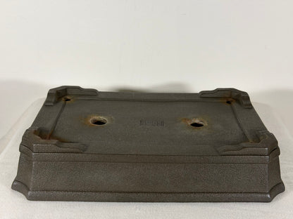 Preowned Japanese Tokoname Unglazed Rectangular Bonsai Pot Yamaaki - 13” By 8.75”
