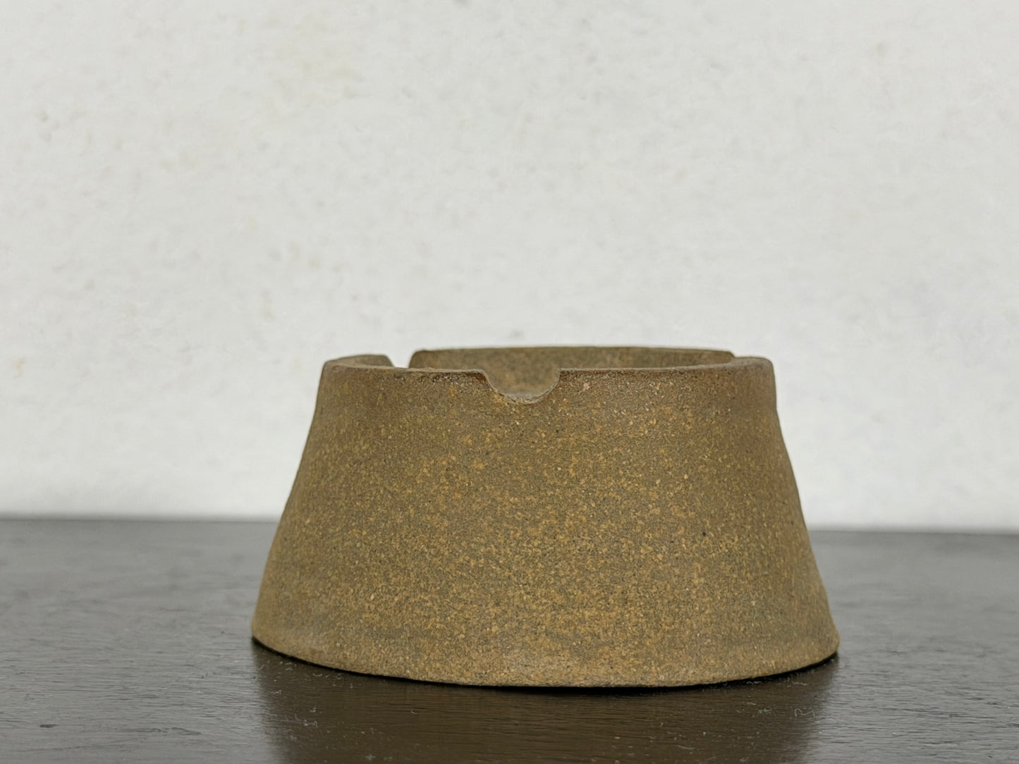 Preowned Japanese Tokoname Unglazed Round Bonsai Pot With Stamp - 2” By 1”