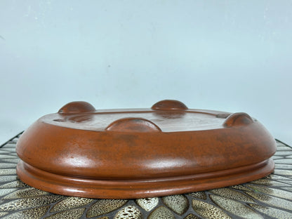 Preowned Japanese Tokoname Unglazed Bag Style Bonsai Pot Yamaaki - 11.75” By 8”